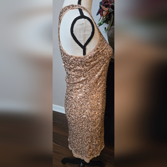 EUC- GOLD SEQUINED RACERBACK DRESS- STUDIO M - Picture 5 of 16
